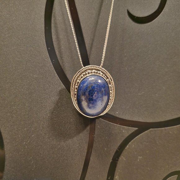 Jewelry - LAPIS  LAZULI  STERLING  SILVER  PENDANT